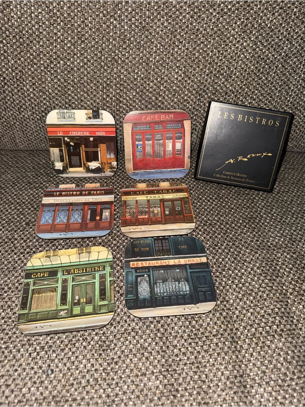 Vintage Andre Renoux “Les Bistros” Coaster Set